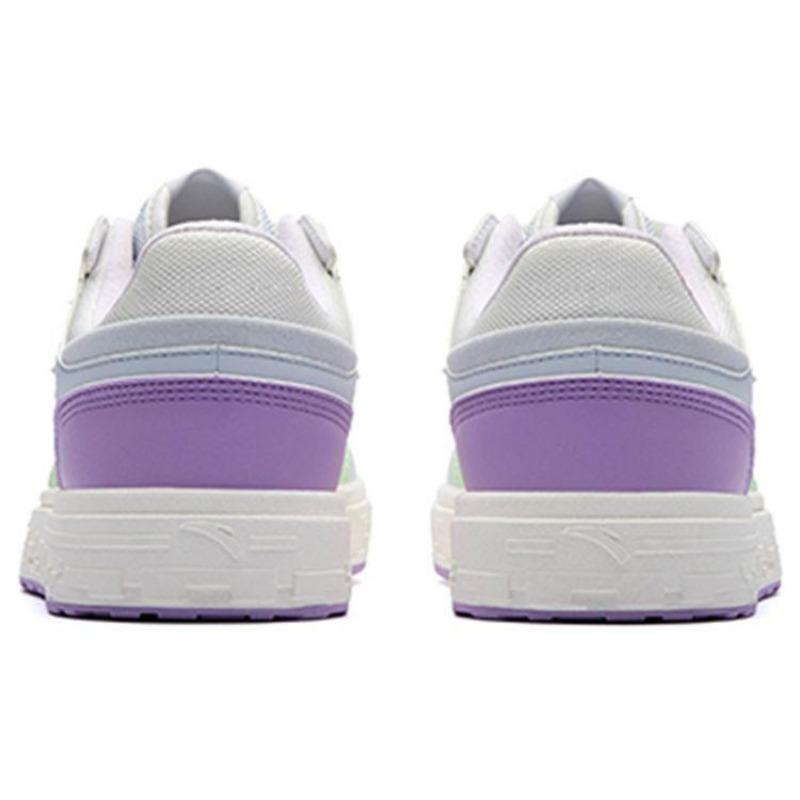 Anta Women Fabric Synthetic Leather Low Top Skate Shoes White Blue Purple 122238066-5