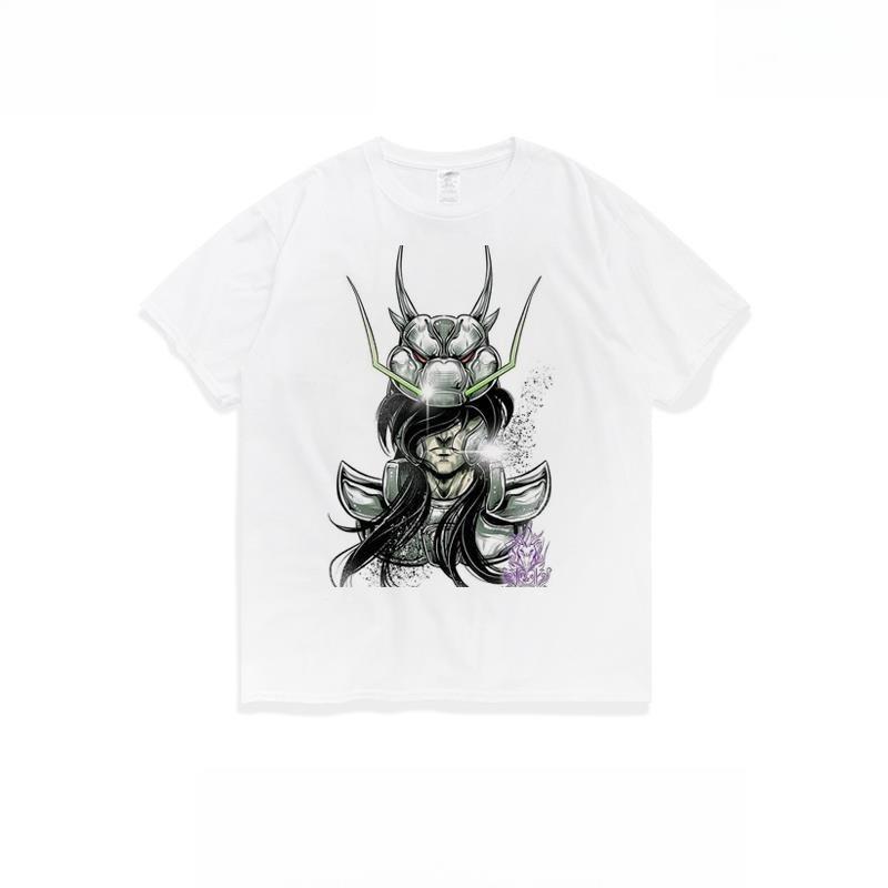 Anime Agitation Southern White Cotton Tshirt for Unisex 2026 Summer Short Sleeve Graphic Tee with Gold Hair Angel Wings Print