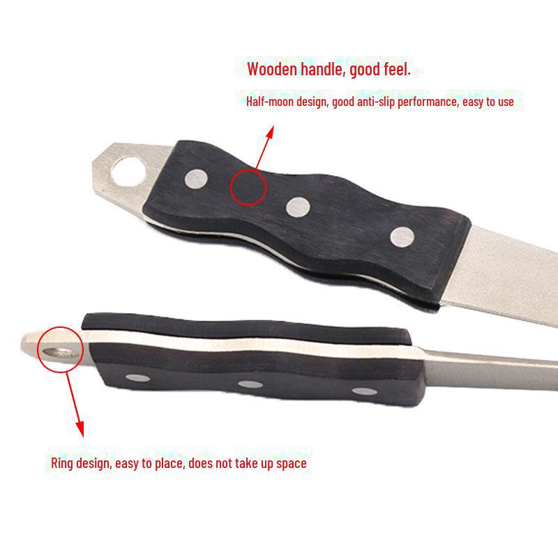 Japanese-Style Diamond Knife Sharpener with Pointed Black Handle for Kitchen Knives - Model 0808D