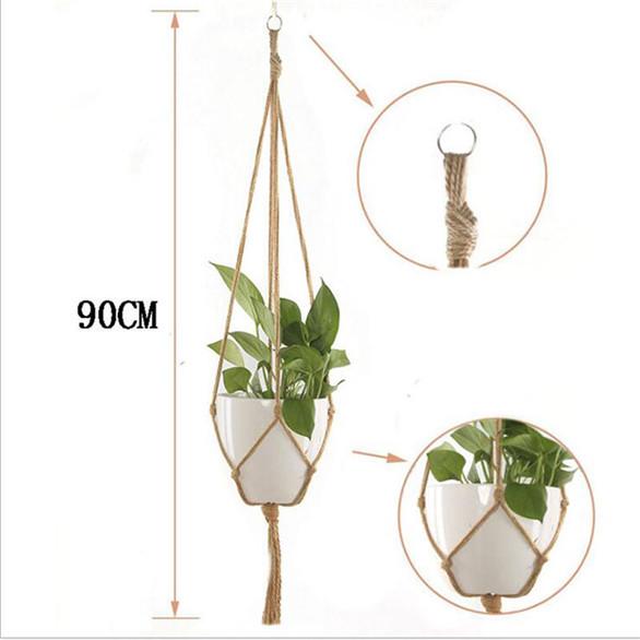 

Gardening Greening Flower Pots Hemp Rope Hanging Net Flower Pot Basket Hanging Gondola Hand Made Twine 90cm 105cm 122cm 90cm
