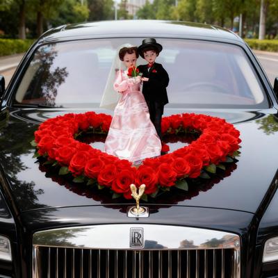 Bride and Groom Car Decoration Dolls with Suction Cup – Festive Wedding Room Décor