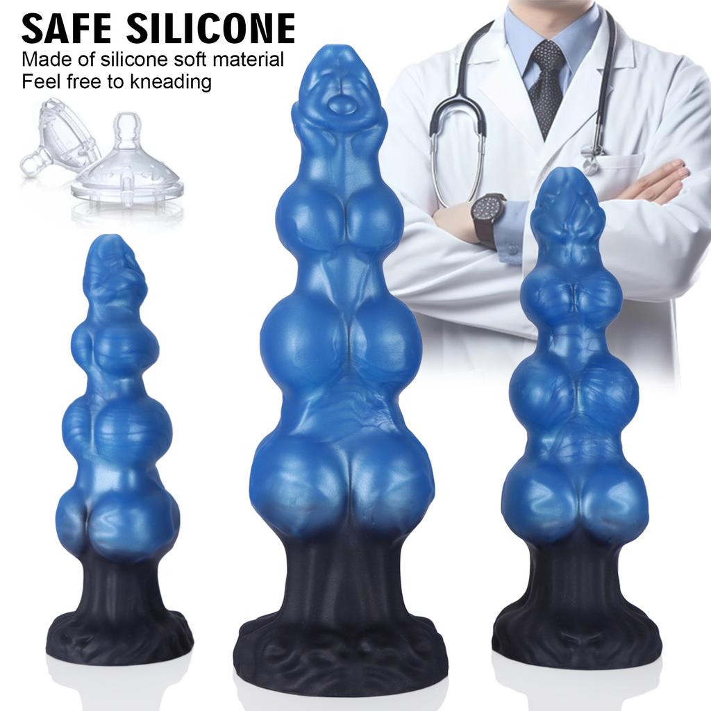 Realistic Canine Silicone Dildo - Dual-Use Adult Toy for Men/Women, Anal Stretcher, SM Play, Phallic Design with Suction Cup Base