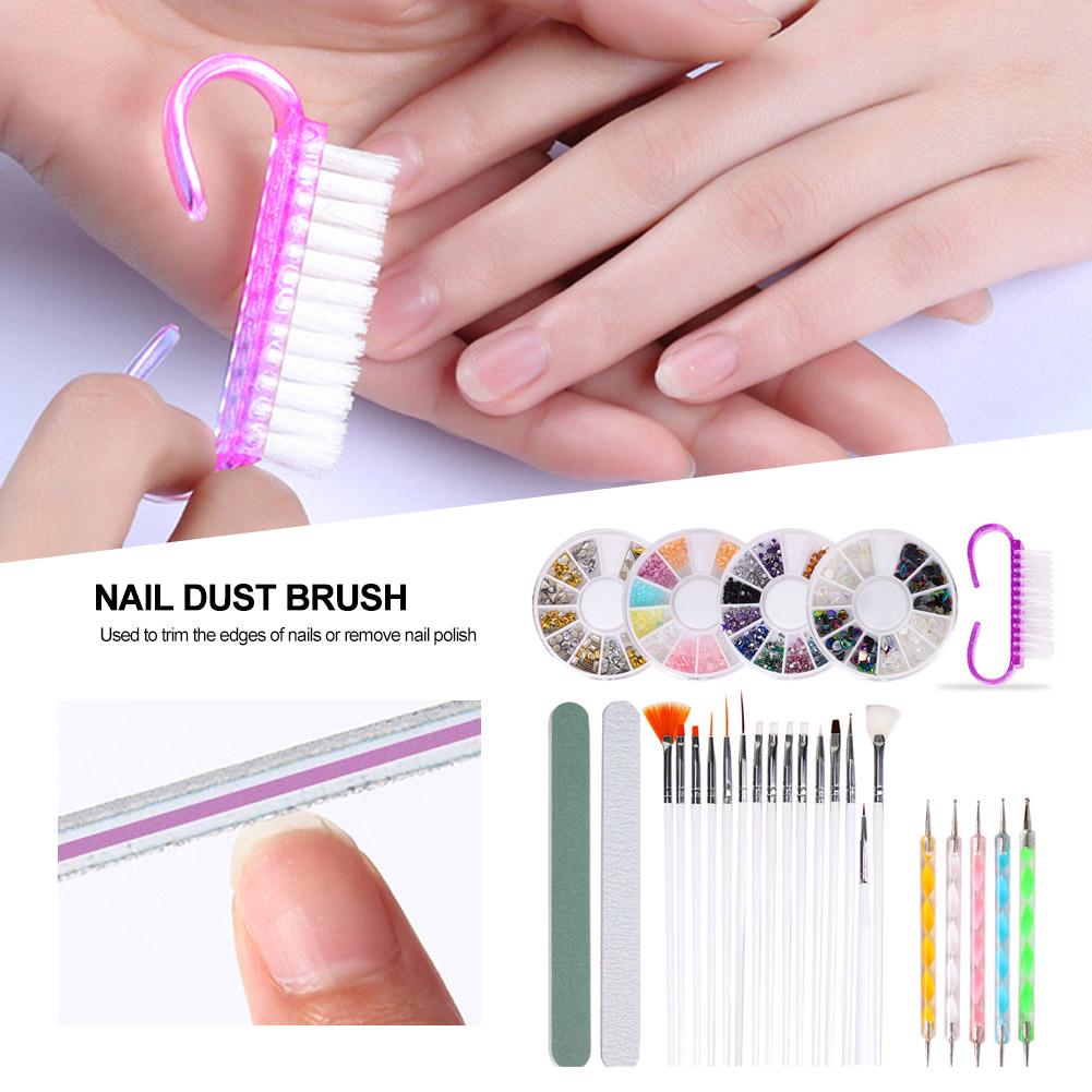 Nail Art Painting Brush Dotting Pen Nail File Rhinestones Dust Brush Manicure Tool Set
