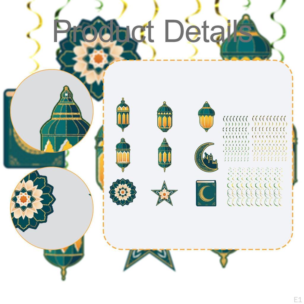 48x Eid Mubarak Spiral Hanging Decor Streamers Decorative Creative Ramadan for Festival