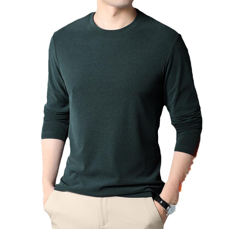 Herren 2025 Doppelseitiges Samt Nahtloses Langarm-T-Shirt - Warm Herbst/Winter Einfarbig Rundhals