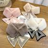 Autumn and Winter New Imitation Rabbit Plush Scarf Fashionable and Warm Simple and Versatile Cross Striped Knitted Plush Neck Protection Scarf