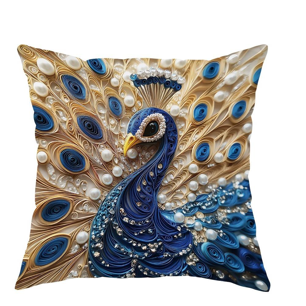 Luxusní dekorativní povlak na polštář s pavím motivem, ultra měkký polyesterový materiál, povlak na polštář na opěrku pohovky v obývacím pokoji, povlak na polštář do auta, domácí dekorace