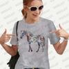 Floral Horse Funny Graphic Blouse Women T-Shirt Short Sleeve O-Neck Creative T Shirts Fashion Breathable Y2k Tops Casual Tees