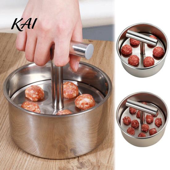 Fish Ball Maker Tool Stainless Steel Meatball Maker, 6/12-Hole Manual Meat Press Mold for Homemade Cooking Minced Beef Pork Balls, Non-Stick