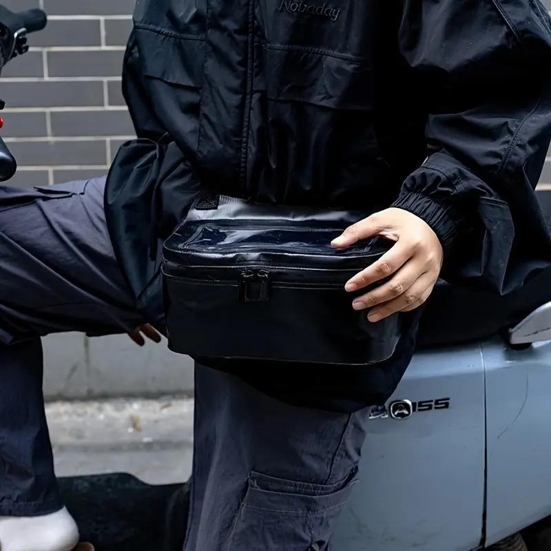 1pc Motorcycle Front Dashboard Bag With TPU Touchscreen Durable Black Outdoor Storage Bag For Mobile Phones Keys Essentials