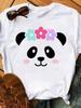 Maycaur Sommer Damen T-Shirt Lockere Oberteile Niedlicher Panda Herz Druck Kurzarm Weiblich Locker Lässig T-Shirt Damen Oberteil Tee
