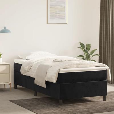 Vidaxl Bed Frame, Black, 90X200 Cm, Upholstered In Velvet