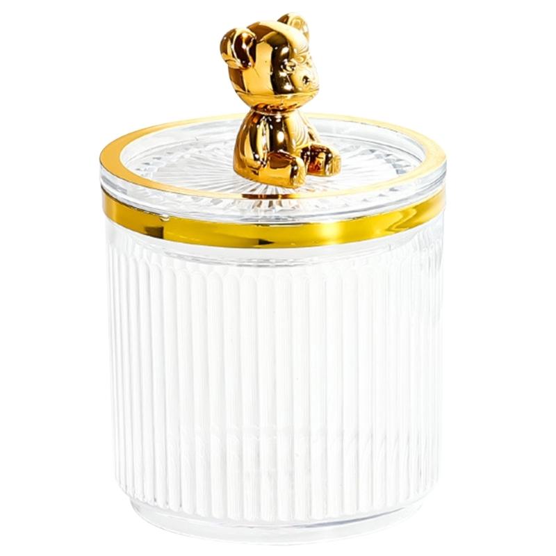 

Luxury Bear Cotton Pad Organizer Bathroom Storage Box for Cotton Swabs Toothpick Cosmetics Jewelry Makeup Container Box
