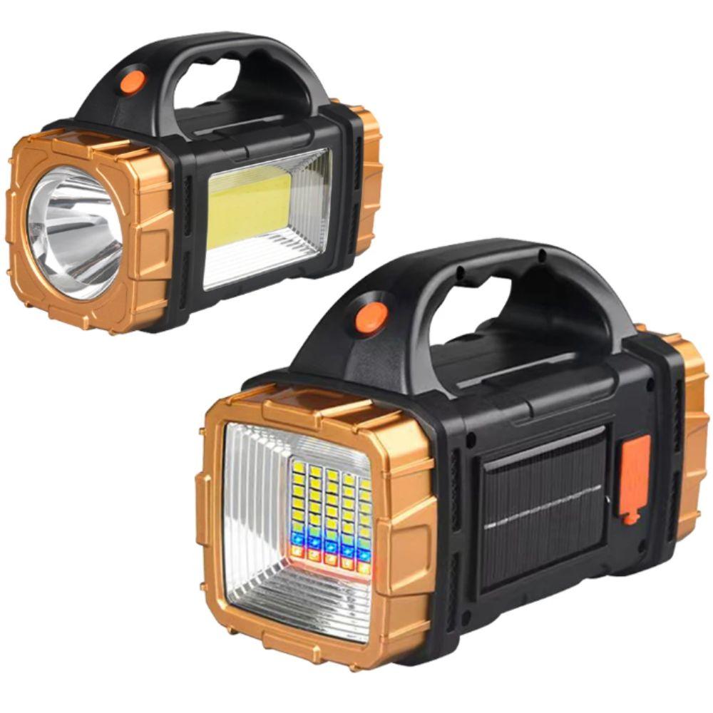 Solar Rechargeable LED Flashlight USB Rechargeable Portable Searchlight  Emergency Use
