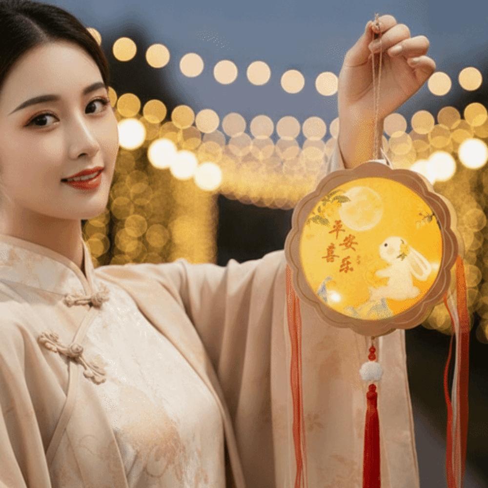 Handmade Mooncake Lantern Luminous Mid Autumn Lantern DIY Craft Kit Rabbit Lamp Students