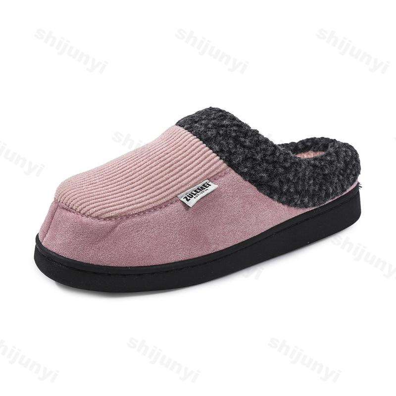 Fashion Couple Home Cotton Shoes Winter Plush Thicken Women Cotton Slippers Lightweight Comfortable Soft Sole Men Non Slip Casual Flats