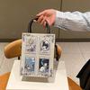 Tarot Card Cat Print Tote Bag With Rivet Trim Chic Top-handle Crossbodybag Women Gothic Square Handbag Stylish Daily Shoulderbag