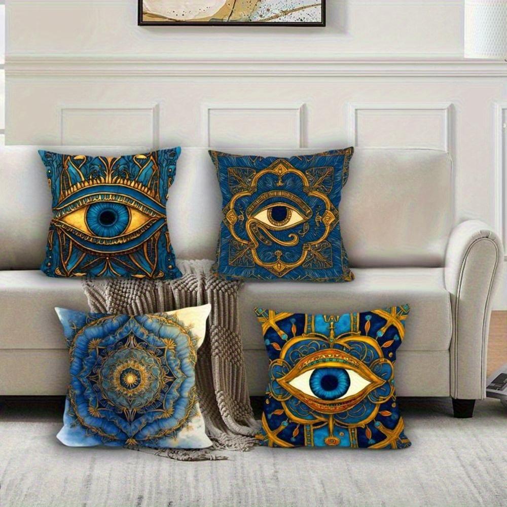 Eye of the God Pattern Digital Printing Pillow Cover Short Plush Suitable Living Rooms Bedrooms Sofas Throw Cushion Cover 4pcs