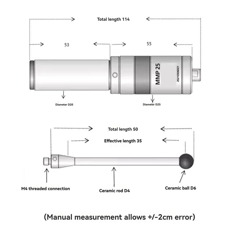 Aug. MMP25 3D Light Edge Finder CNC Machining Center Sub-Center Rod Detection Sensor Glowing Sound High Precision 0.001