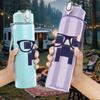 1PC Hipster Glasses Mustache Graphic,750ml Color Plastic Sports Water Bottle,Leakproof Flip Straw Lid,Suitable for Sports Office Home Use