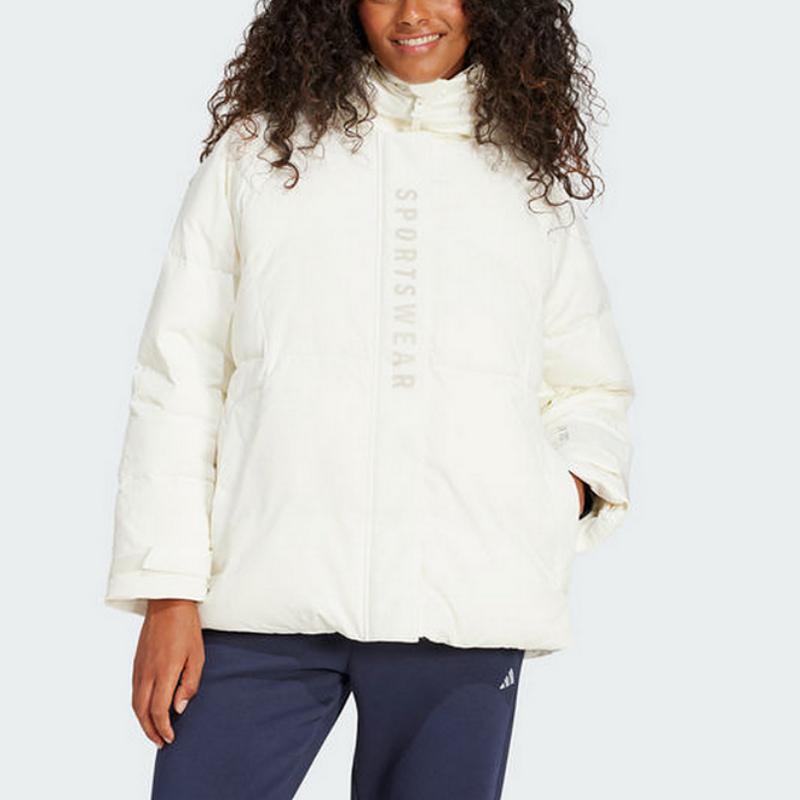 Adidas Sportswear FW24 W Down Coat Loose Warm Hooded Down Jacket Women Coats White JM4618