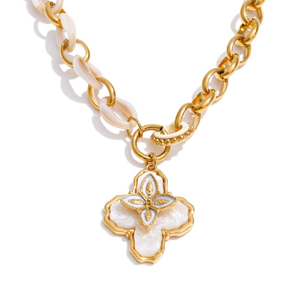 Eetit Stainless Steel Resin Flower Pendant Necklace Chain Hot Style Exclusive Fashion Statement Collar Jewelry New Arrivals 2026