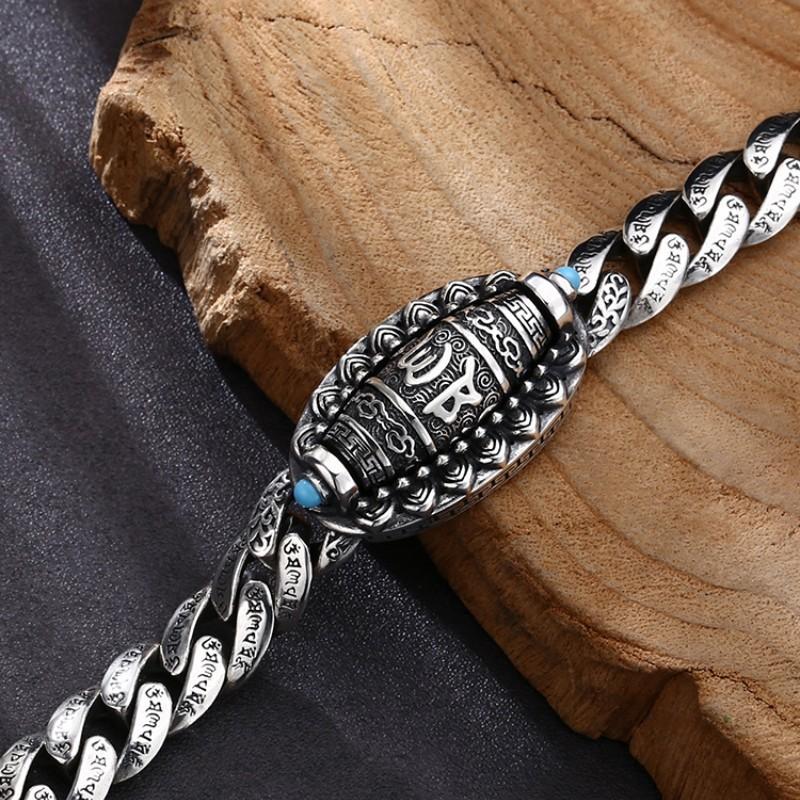 Nuevo Diseño Nicho Moda Masculina Pulsera Mantra Seis Caracteres Vintage Joyería para Hombre