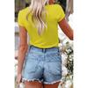 T-shirt da donna estiva corta sexy tinta unita da donna profonda a V slim top sottile corta sexy di nicchia