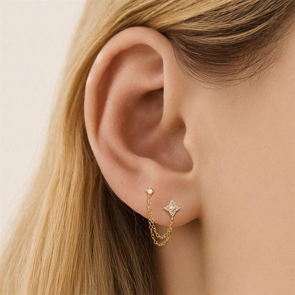 S925 Sterling Silver Long Tassel Drop Earrings Pendant Chain Earrings  Fashion Accessories