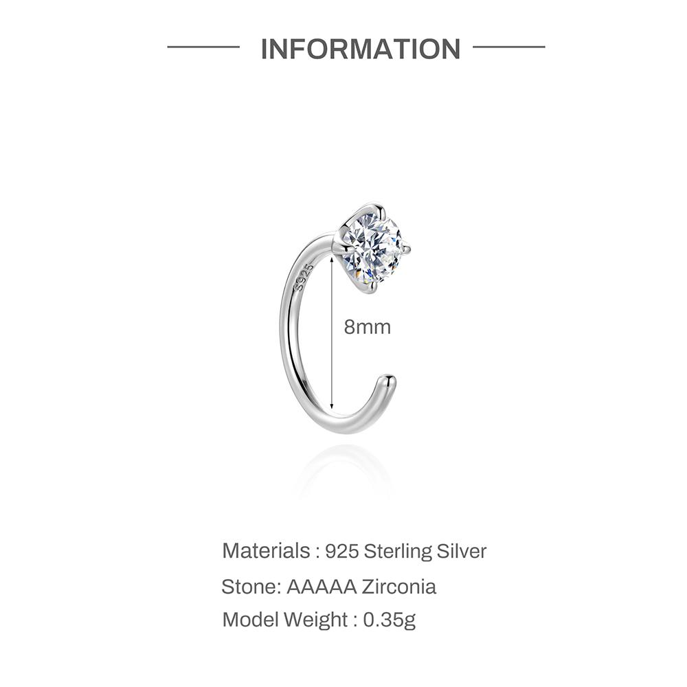 6/7/8/9mm 1pc Sparkling Moissanite Earrings Classic Shining Circle Hoop Earrings For Women Fine Jewelry