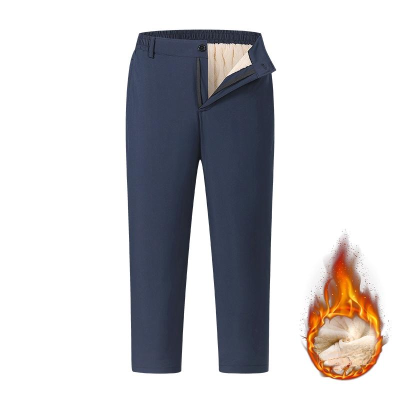 Winter Cashmere Thermal Pants Men's Business Leisure Thick Waterproof Windproof Graphene Material Knee Warm Fleece Pants