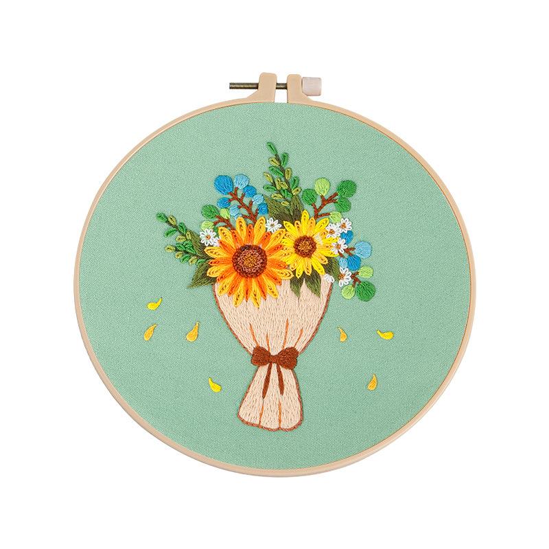 Diy Handmade Embroidery Material Package, New Love Message, Bouquet Work In Progress Kit