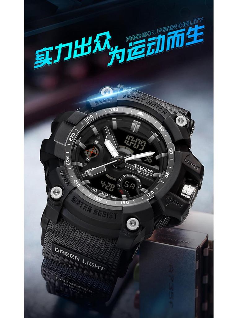 SANDA Jugend Trend Schwarz Tech Multifunktionale Wasserdichte Stoßfeste Herren Elektronische Uhr