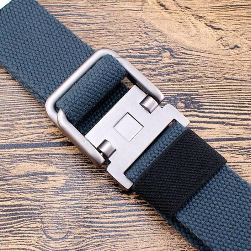 

Double ring casual striped canvas belt - available in extended length one customizable length темно-сірий