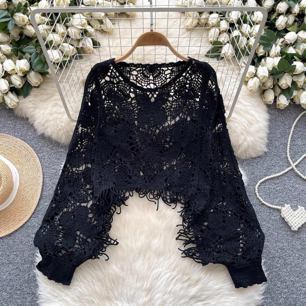 Dimanaf 2024 New Women Bat Vest T-Shirt Knitted Basic Fashion Tops Lace Tees Casual Loose Green Tees