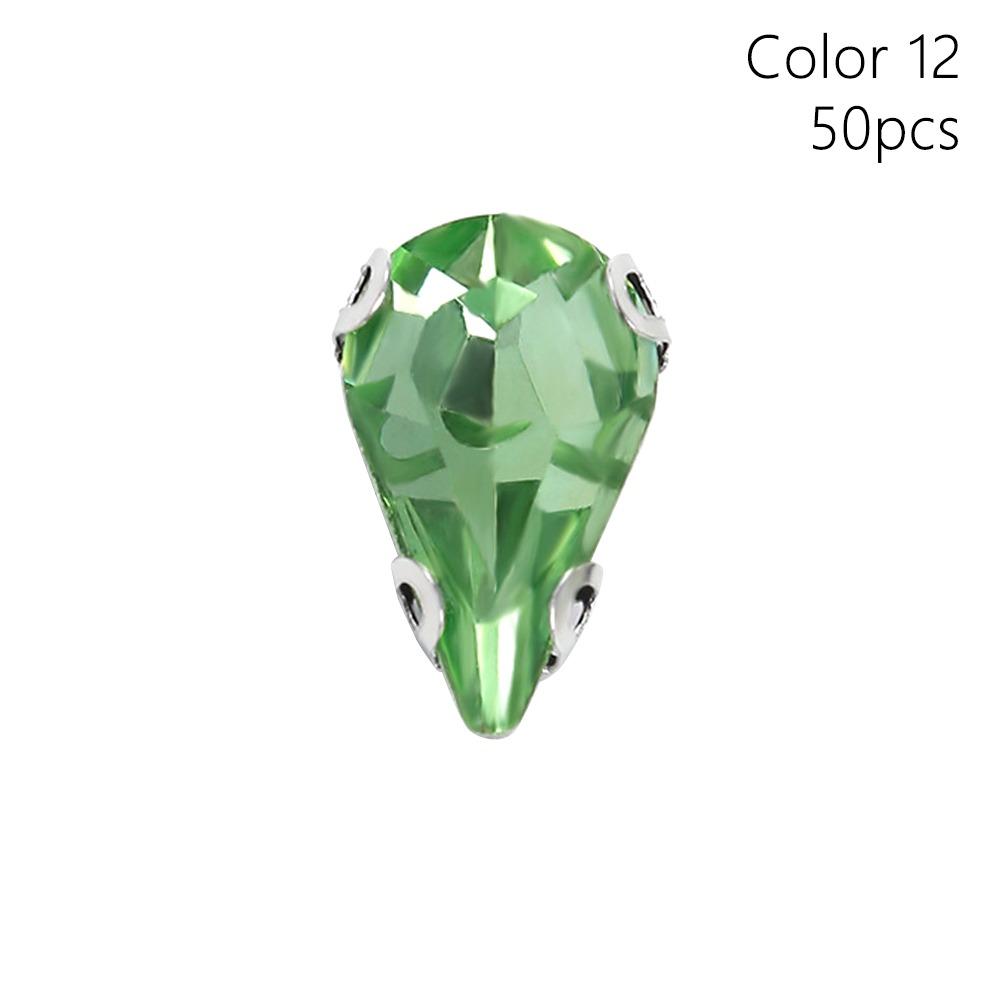 

50Pcs/Pack With Silver Claw Glass Crystal Stones Diamond Beads Ornament DIY Garment Clothes Shoes 50Pcs Color 12