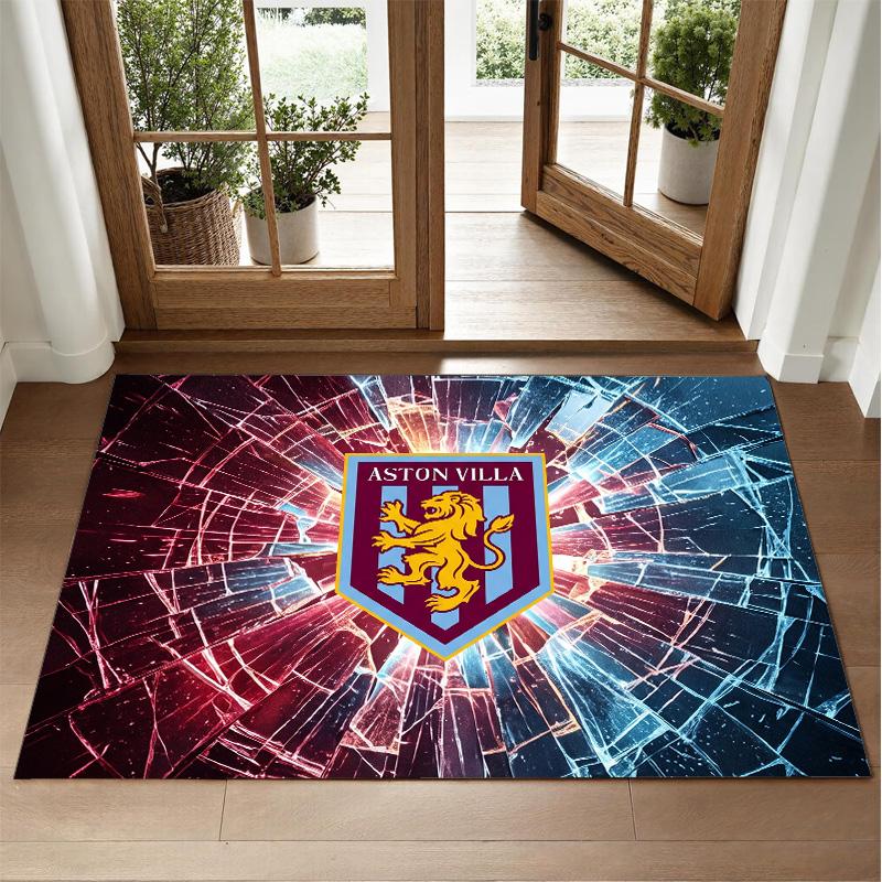 Aston Villa Football Design Crystal Velvet Rug Soft Decorative Mat for Bedroom Entrance