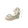 Large Size Wedge Sandals Spring New One-word with Small Daisies Women's Shoes with Skirts Beach Shoes