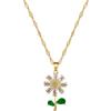 Green Leaf Flower Necklace Earrings Set Light Luxury Slightly Inlaid Personalized Temperament Banquet Earrings Necklace Combination