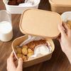 10Pcs Square Disposable Lunch Box Paper Food Container Kraft Paper Lunch Box Leak Proof With Lid Food Packing Box