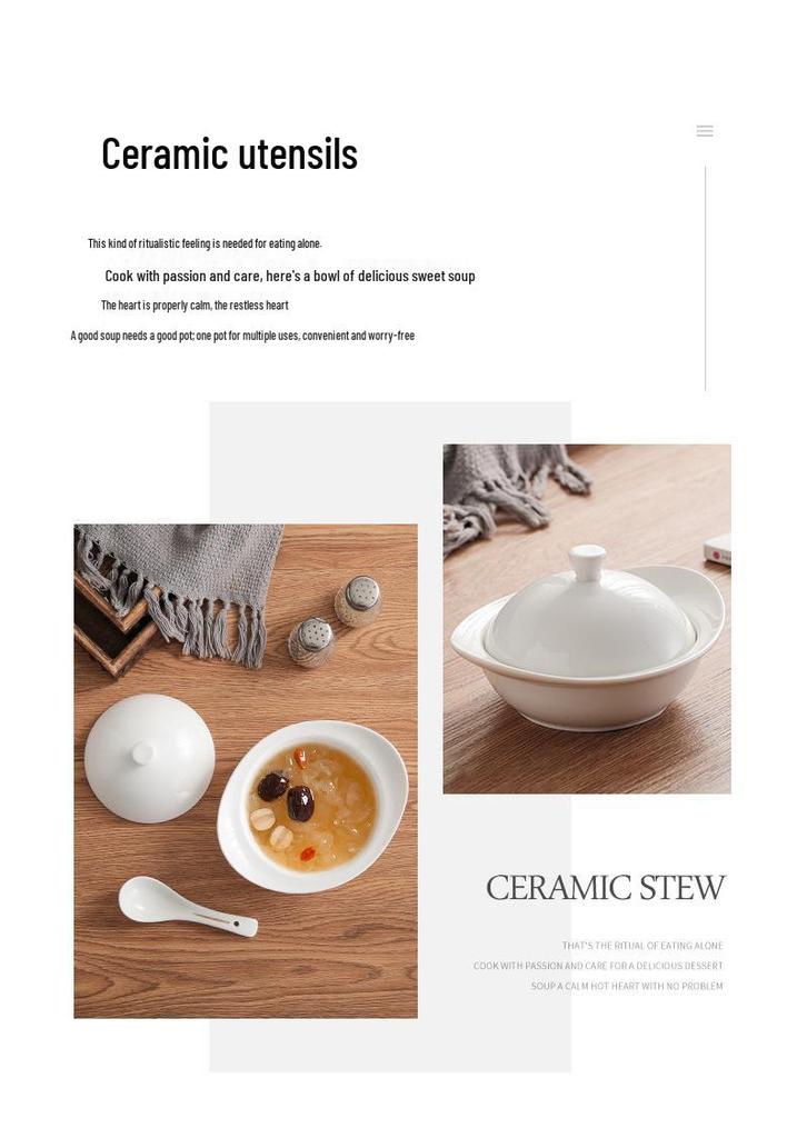 Hotel Ceramic Steamed Egg Cup with Lid, Multi-Purpose Egg Custard & Stew Pot, Bird's Nest Glaze, Pure White