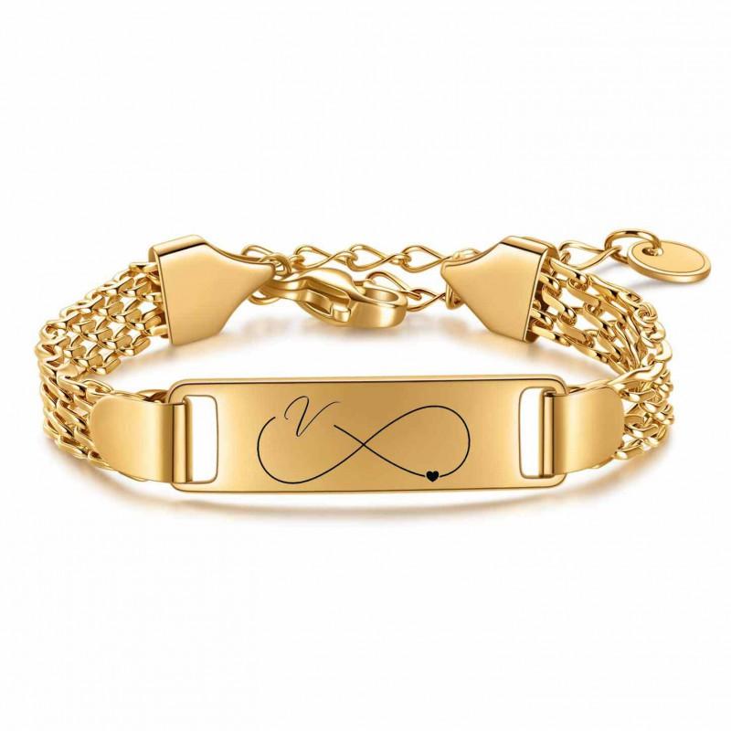 Stainless Steel 8mm Mesh Heart Infinity Alphabet Bracelet Kids Minimalist Geometric Charm Jewelry