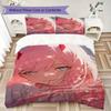 Darling In The Franxx Pattern Bedding Uilt Set Uilt Cover Pillowcase Home Decoration Birthday Gift (1 * Duvet Cover + 2 * Pillowcase Without Core)