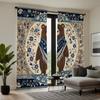 2pcs HD National Wind Floral Bear Decorative Curtain Blue Digital Printed Curtain Home Decoration Style Decoration Living Roo