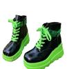 Thick-bottomed popular European and American muffin and colorful high-top lace-up one-word buckle casual large-size women's boots