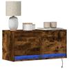 VidaXL Wall-mounted TV Cabinet with LED Lights Smoked Oak 80x31x35 Cm, Wall-mounted TV Cabinet, Floating TV Unit, TV Stand 852359