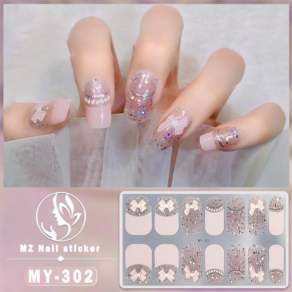 Panda Butterfly 5D No-Bake Nail Stickers - Full Cover, Waterproof, Faux Diamond Design