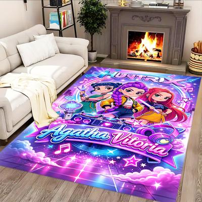 Magical Girls In Neon Lights Rug for Living Rooms, Bedrooms, Home Décor, and As Gifts.