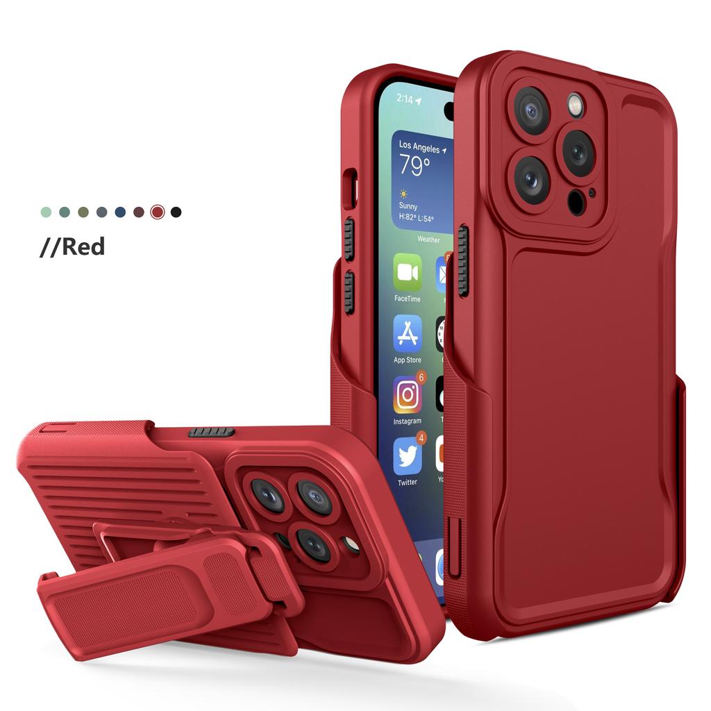 Armor Cover for IPhone 14 Pro Max 14 Plus 13 12 11 Promax Case with Back Clip Bracket Heavy Duty Silicone Shockproof Case