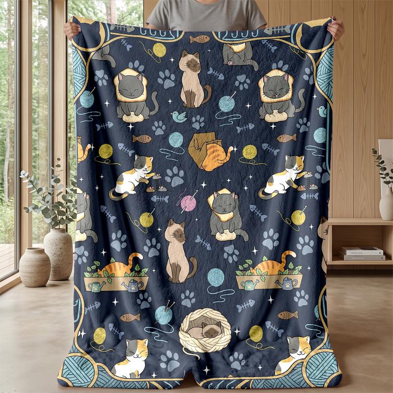 Space Cat Dreams Theme blanket Lightweight Warm Flannel Blanket Decorative Throw Blanket for Home Decoration